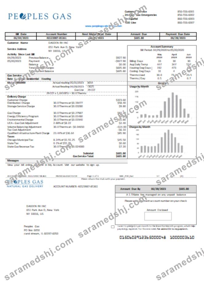 Illinois Peoples Gas utility business bill SCR